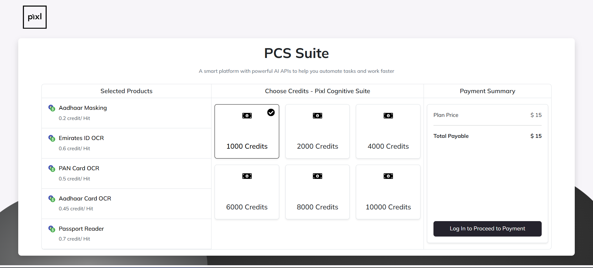 pcs credit page